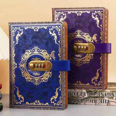 JESJELIU Buku Diary Notebook Catatan Jurnal A5 200 Halaman with Lock JJ-3 Catatan Aesthetic Tulis Ke