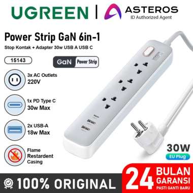 UGREEN Stop Kontak Power Strip 3 Socket USB A + Type C GaN 30W 15143 15143 Power Strip