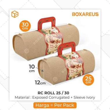 Hampers Natal Unik Box Roll Cake Dus Toples Kotak | RC ROLL CHRISTMAS Box+Belt RC ROLL 25