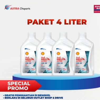 Oli Shell Helix Astra 5W30 [4 L, Gratis Ganti Oli di Bengkel / Rumah, Click&Collect]