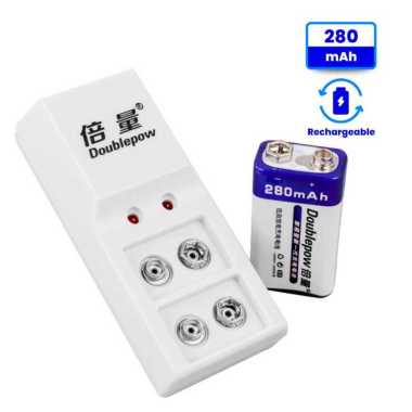 Doublepow Charger Baterai Rechargeable 2 Slot 9V with 9V 1 PCS