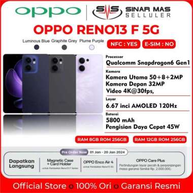 OPPO Reno13 F Series 5G (8/256GB | 12/256GB) Garansi Resmi RAM 12 ROM 256G