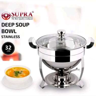 Deep Soup Bowl SUPRA Pemanas Bulat Soup Prasmanan Stainless Steel 28cm
