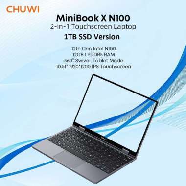 CHUWI MiniBook X N100 - 10.51-inch Touch Screen Ultra Mini Laptop Yoga 360 Design - 12GB RAM 1TB ROM
