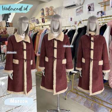 GST Long Coat winter premium MEGUMI wool wol mantel leather high quality jaket musim dingin wanita c