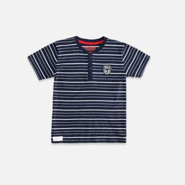 Polo Shirt/ Kaos Polo Anak Laki/ Rodeo Junior Navy Stripe Henley Tshirt 4 tahun