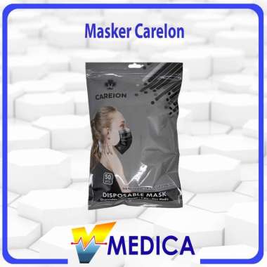 Masker Careion Earloop 3Ply / Masker Disposable Mask Non Medis Careion isi 50pcs HITAM