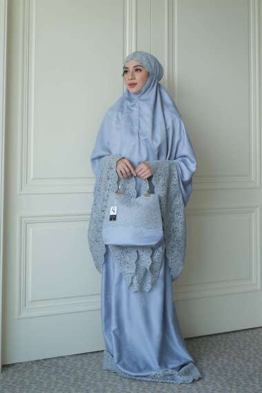 GONEGANI OFFICIAL - Praying Set Ramadhan Qobula Mukena Dusty Blue