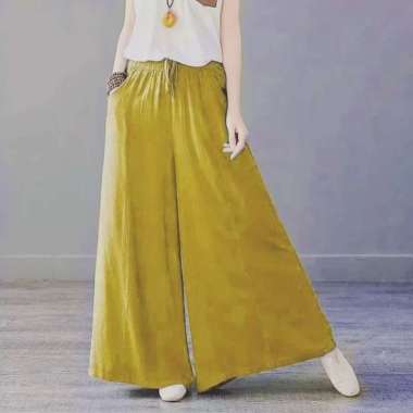 FBT Celana Panjang Wanita Terbaru NAYLA PANTS KATUN LINEN LINGKAR PINGGANG FULL KARET Kulot Linen Ju