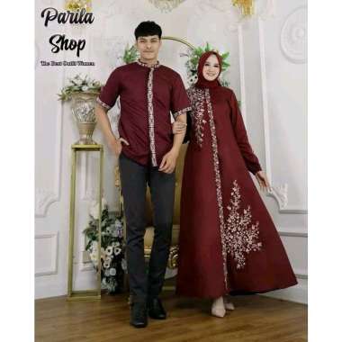 Marwah Gamis set Koko couple sarimbit keluarga gamis brukat couple gamis couple baju muslim couple s