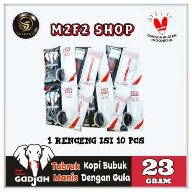 Kopi Tubruk Gadjah Manis | Kopi Hitam Bubuk + Gula Terpisah Sachet - 23 gr (Kemasan 1 Renceng)