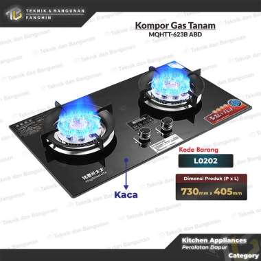 KOMPOR TANAM 2 TUNGKU BUILT IN GAS HOB KOMPOR GAS KACA STAINLESS TANAM MEJA ABD MQHTT-623B