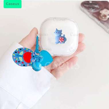 Softcase For HUAWEI Freebuds 2 SE/Buds i5 i6 Pelindung Case Berkarakter Lucu + Gantungan Biru Cat HU