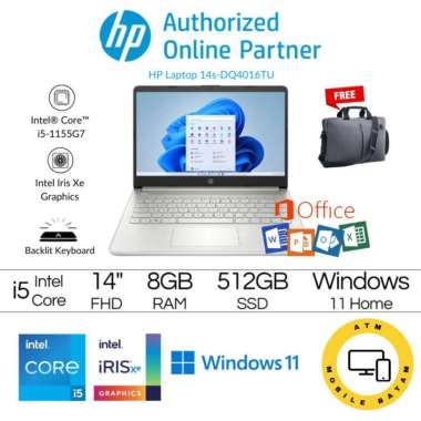 HP 14S DQ4016/28/29 Core I5 1155G7 8GB 512GB W11 OHS2021 Putih