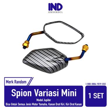 Spion-Kaca-Cermin-Mini-Pendek Set Variasi Karbon-Carbon Model Jupiter Gagang Twotone-Blue xx-Chrome