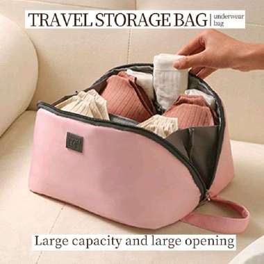 Tas pakaian dalam bra dan kaos kaki UNDERWEAR BRA SOCK organizer travel bag pink