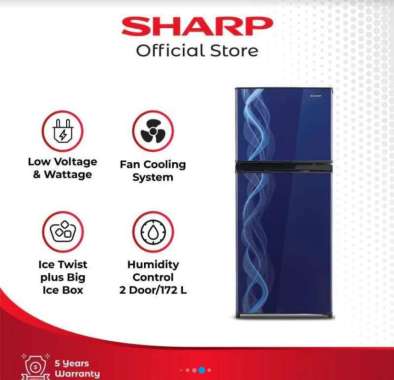 Kulkas SHARP 2 Pintu 172L / SJ-197ND-VB2 / SJ-197ND-VP2 (Kirei) SJ-197ND-VB2