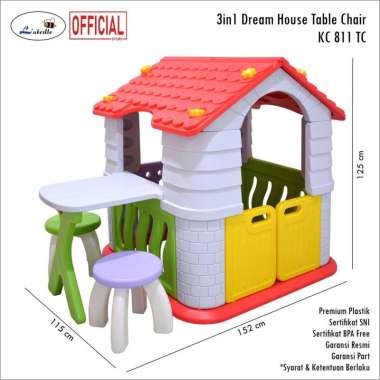 Labeille garansi resmi KC 811 TC 3in1 Dream House Rumah Rumahan Anak + Meja Anak + Kursi Anak Merah