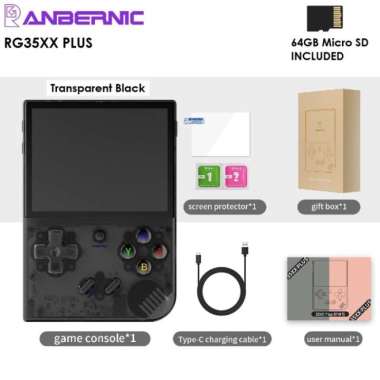 ANBERNIC RG35XX PLUS 64GB - Emulator Retro Game Handheld Console BLACK
