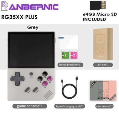 ANBERNIC RG35XX PLUS 64GB - Emulator Retro Game Handheld Console GREY