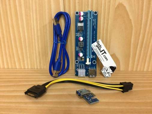 Slot PCI-E Riser 1x to 16x SATA Power USB 3.0 60cm For Bitcoin Miner Multivariasi Multicolor