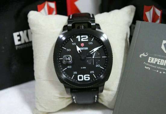 JAM TANGAN PRIA EXPEDITION E6723 BLACK LIST WHITE MURAH ANTI AIR ORIGINAL GARANSI RESMI