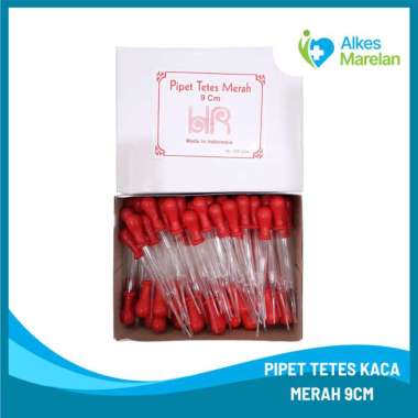 Pipet Tetes Kaca Pendek 9cm / Pipet Tetes Dot Merah 9cm 1 Pcs