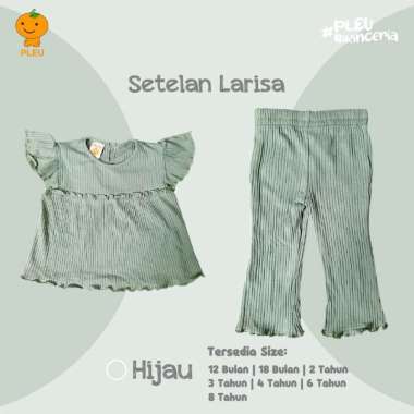 PLEU Setelan Larisa | Setelan Celana Legging Anak Perempuan Usia 1-8 Tahun 8 tahun Hijau