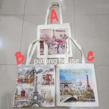 ote Bag Totebag Souvenir Oleh-oleh Paris Bahan Canvas