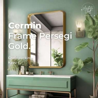 Cermin Persegi Frame Cermin Persegi Frame Gold Cermin Frame PVC Dekorasi Dinding Aesthetic GARANSI 1