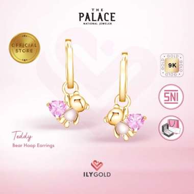 ILY GOLD TEDDY - Bear Hoop Earrings / Anting YELLOW