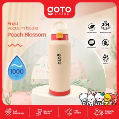 Goto Frost Vacuum Tumbler Stainless Aesthetic Tahan Panas Dingin 1000 ML PEACH BLOSSOM