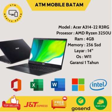 laptop acer a314 22 ryzen 3 3250u 256 gb