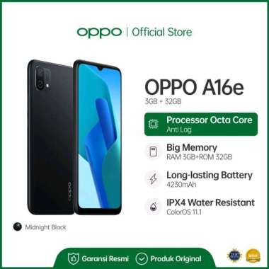 OPPO A16e Ram 3/32Gb Garansi Resmi black
