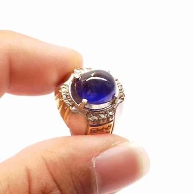 Cincin Batu Permata Natural Royal Blue Sapphire / Safir Cabochon