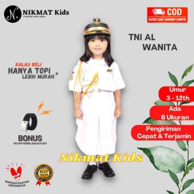 BAJU PROFESI TENTARA WANITA ANAK PEREMPUAN ANGKATAN LAUT KOSTUM TK SD - No.5 (7-9Tahun)