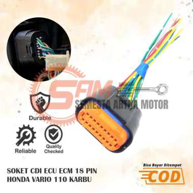 Soket Kabel CDI ECU ECM Honda Vario 110 KVB Karbu 18 Pin Socket Cable Motor