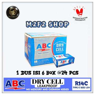 Batu Baterai ABC Biru Dry Cell Ukuran Sedang Type R14C IEC/UM-2/C SIZE 1.5V - (Kemasan Karton)