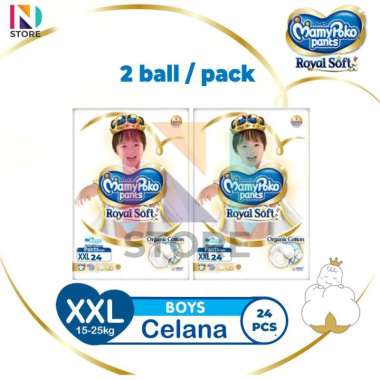Mamypoko Royal Soft S46/M42/L34/XL30/XXL24 Boys Girls Tipe Celana 2 Ball RS-XXL24 BOYS 2 BALL