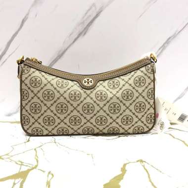 Tory Burch T Monogram Jacquard Studio Shoulder Bag in Hazelnut