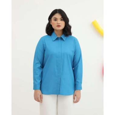 Geulis.id DAILY SHIRT BRIGHT SERIES (12 warna) KEMEJA KERJA / KEMEJA ANTIKUSUT S SWEDISHBLUE