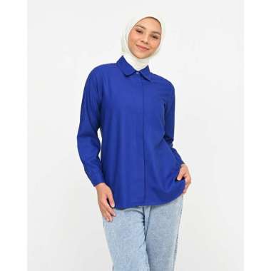 Geulis.id DAILY SHIRT BRIGHT SERIES (12 warna) KEMEJA KERJA / KEMEJA ANTIKUSUT S ELECTRICBLUE