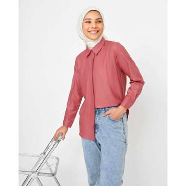 Geulis.id DAILY SHIRT BRIGHT SERIES (12 warna) KEMEJA KERJA / KEMEJA ANTIKUSUT S PINK