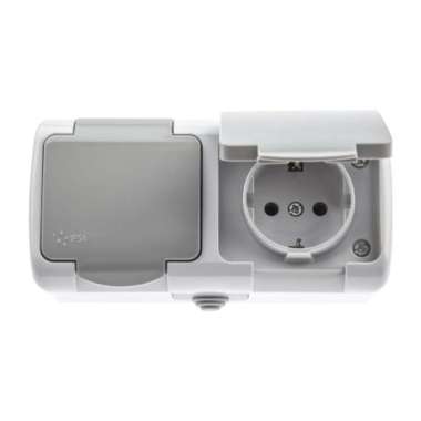MEVAL Saklar & Stop Kontak Outdoor Waterproof Tahan Air 2 Stop Kontak