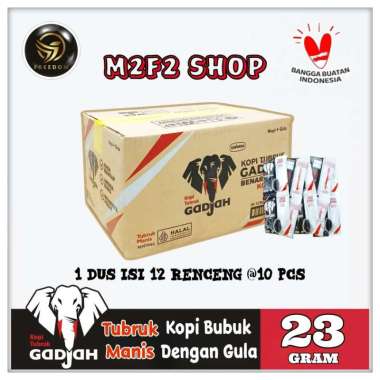 Kopi Tubruk Gadjah Manis | Kopi Hitam Bubuk + Gula Terpisah Sachet - 23 gr (Kemasan Karton)
