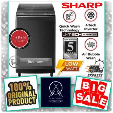 MESIN CUCI SHARP ESM1050XT ES-M1050XT ES M1050XT INVERTER 10.5KG TOP LOADING SHARP MESIN CUCI 10.5KG