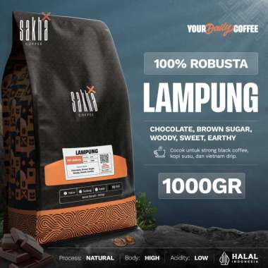 SAKHA COFFEE Kopi Robusta Lampung Coffee Roast Bean 1Kg Biji / Bubuk Biji Kopi