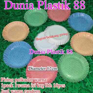 isi-+10pc PIRING POLKADOT WARNA kue tart buah kertas kecil acara party pesta ultah paper plat