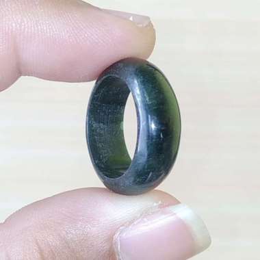Cincin Full Batu Natural Giok Hitam / Black Jade Aceh / Serpentine 02