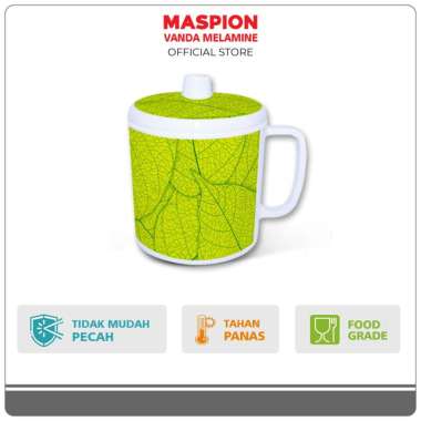 Maspion Vanda melamin mug + tutup 4 Inch Greeny